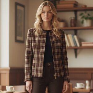 Plaid Check‎ Wool Blend Blazer